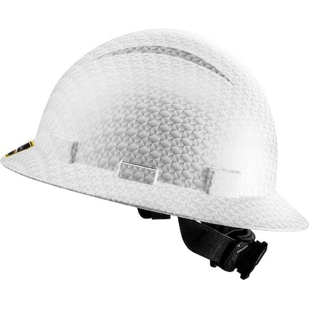 Protectx Full Brim Hard Hat, HDPE Fiber, 6 Point Adjustable suspension and ratchet, White HH-FG-21WH-MF-01